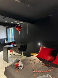 Khu vực ghế ngồi tại Appartement de luxe avec jacuzzi dans le centre de Macon