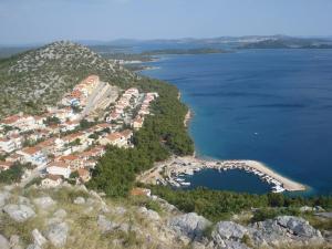 a group of houses on a hill next to the water at Apartments Davor in Drage