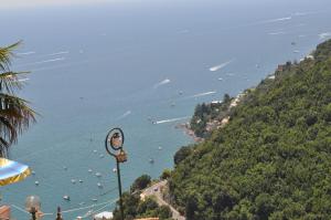 a view of a body of water with boats at villa verde sul mare in Vietri sul Mare