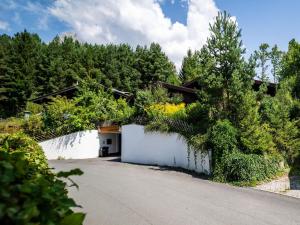 a house with a white wall with plants on it at Apartment in Saalfelden near Ski Slopes in Saalfelden am Steinernen Meer