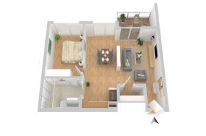 a rendering of a floor plan at Sieglinde - Apartment in der Hafenresidenz mit Balkon & Wellness in Waren