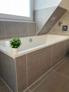 Ένα μπάνιο στο 2-Zimmer-Apartment mit Küche und Bad im Landhaus in Ortsrandlage +27 φωτογραφίες