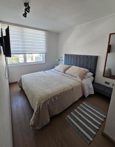 コンセプシオンにあるConcepción centro departamento acogedorの大きなベッドと窓のある寝室