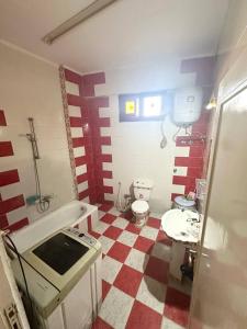 baño con suelo de cuadros rojo y blanco en Luna Nile, en Asuán 42 fotos más