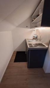 a small kitchen with a sink and a stove at Casa Maria Apartments Bern in Bern +22 photos