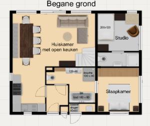 a floor plan of a house at Bungalow 15 op Recreatiepark De Wielen in Sint Maarten +48 photos