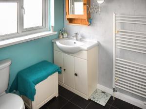 a bathroom with a sink and a toilet at Mariners Cottage in Dawlish