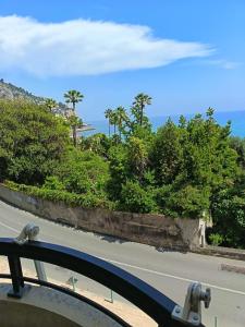 a monkey sitting on the railing of a road at Giada Apartment in Menton