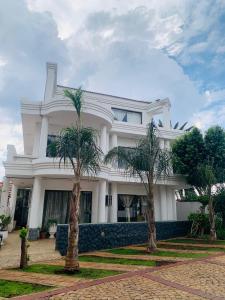 ソウェトにあるVardos Lifestyle Guest Houseのヤシの木が目の前に広がる白い家 +21枚の写真