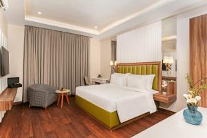 Giường trong phòng chung tại Country inn Rishikesh