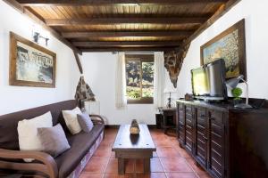 Una sala de estar con un sofá y un televisor. en Home2Book Icod Rural Escape Pool BBQ, en El Amparo