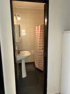 une salle de bain avec un lavabo et une douche dans l'établissement Departamento Centrico, à Tandil