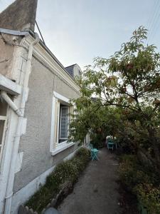 ein Haus mit einem Baum neben einem Gebäude in der Unterkunft Chambres individuelles dans maison familiale in Vierzon