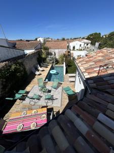 a view from the roof of a house with a swimming pool at Villa La Remoise in Sainte-Marie-de-Ré