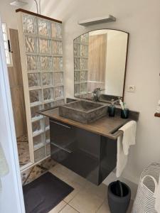 a bathroom with a sink and a mirror at Le SPRITZ - Appartement d'une chambre VUE MER in Marigot +9 photos