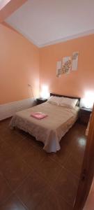 a bedroom with a bed with two lamps on it at Alojamiento la posta in Perico +8 photos