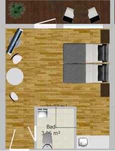 un plan d'étage d'un salon avec un canapé et une table dans l'établissement Apartment near Sana Klinik, à Offenbach-sur-le-Main 72 autres photos