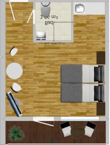 un dessin d'une pièce avec un canapé et un bureau dans l'établissement Apartment near Sana Klinik, à Offenbach-sur-le-Main