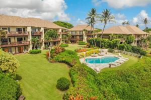 an aerial view of a resort property with a swimming pool at Lanikai #212 in Wailua