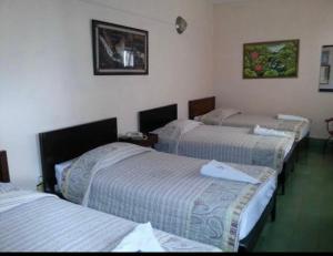 a group of three beds in a room at Hotel Chitré in Chitré