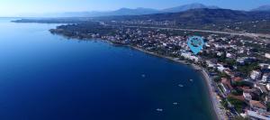 an aerial view of a large body of water at Plaz Hotel in Selianitika