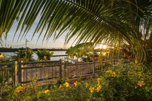 a palm tree and a fence next to a body of water at CocoPalm Hoi An River Beach by JM Villas in Hoi An +62 photos