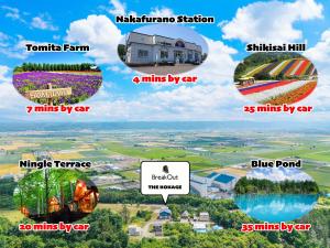a collage of pictures of different types of forests at The Kokage in Nakafurano