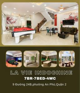 a flyer for a living room with a pool table at Villa INDOCHINA 7 bed room in Ho Chi Minh City