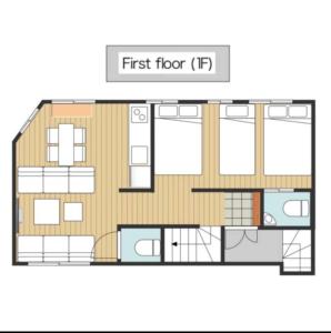 a plan of the first floor of a house at 別邸Zen小岩 Bettei Zen Koiwa in Tokyo