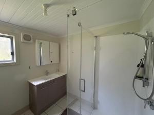 HeathcoteCarkeet Cottage的浴室配有淋浴和洗手池