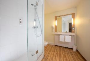 a bathroom with a shower and a toilet and a sink at ibis Lille Lomme Centre in Lomme