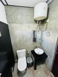 a bathroom with a white toilet and a sink at The Crowns Lodge in Nuwara Eliya