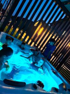 a group of people in a swimming pool at Transalpina Retreat in Novaci