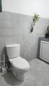 a bathroom with a white toilet in a room at Sapphire Homestay in Dehiwala
