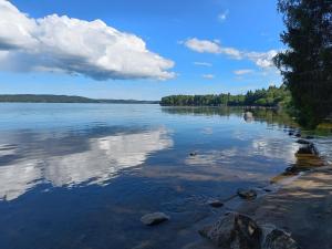 une vue sur une grande étendue d'eau dans l'établissement Villa by Ångermanälven in High Coast, à Kramfors