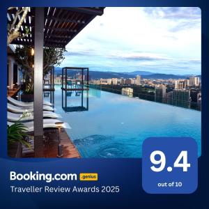 a large swimming pool on top of a building at Tribeca Residence Bukit Bintang in Kuala Lumpur