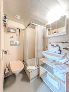 Vannituba majutusasutuses Appart cozy vue montagne, jardin 3 min de Villars +21 fotot