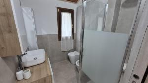 a bathroom with a shower and a toilet and a sink at Il Casolare - Oasi verde Relax tra le colline Toscane in San Giovanni Valdarno