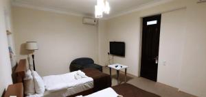 ItʼkhvisiにあるDL Hotel In Old Tbilisiのベッドとテレビがあるホテルの部屋