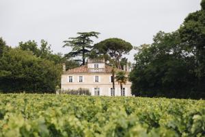 a house in the middle of a field with trees at Le Château Réal in Saint-Seurin-de-Cadourne
