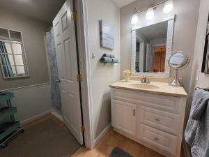 un bagno con lavandino e specchio di Townhouse on the River a Nottingham Altre 26 foto