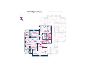 a floor plan of a house with pink at Hüs Hallig Luk Wohnung 1 in Wyk auf Föhr