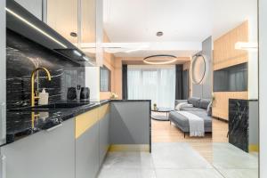 Η κουζίνα ή μικρή κουζίνα στο MARGI Tiffany Apartament BASEN POOL SAUNA