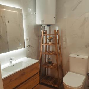 a bathroom with a sink and a ladder next to a toilet at GO&REST Apartments in Valencia