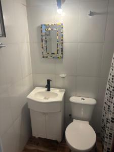 トレベリンにあるABBA Departamento Turístico 3の白いトイレと洗面台のあるバスルーム