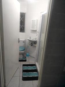 Un baño pequeño con inodoro y lavabo. en Tranquil Leisure, en Midrand