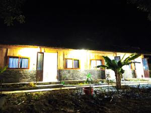 a house at night with a palm tree in front of it at Hagiang Joy's retreat 