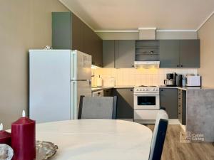 Dapur atau dapur kecil di Seaside apartment 2 balconies & sea view Grimstad