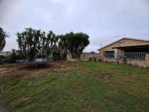 a table in the middle of a yard with trees at Addo River Den 4 in Gqeberha