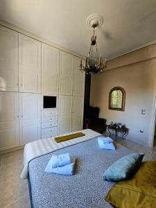 a bedroom with a bed with two pillows on it at Allegoria House in Nafplio